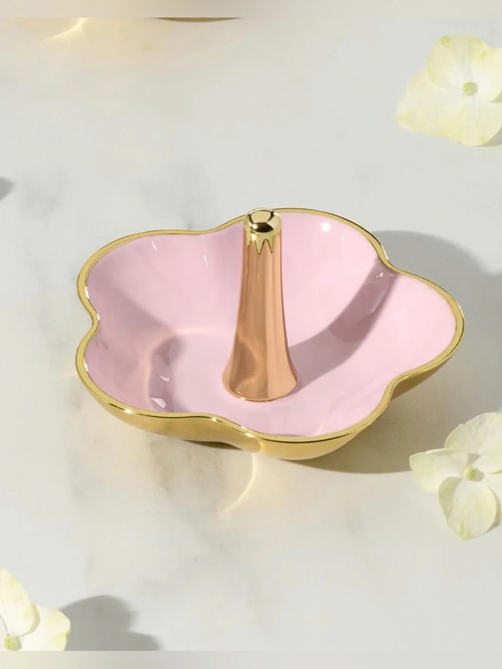 NWT KATE SPADE Pink & Gold Flower Ring Holder Dish